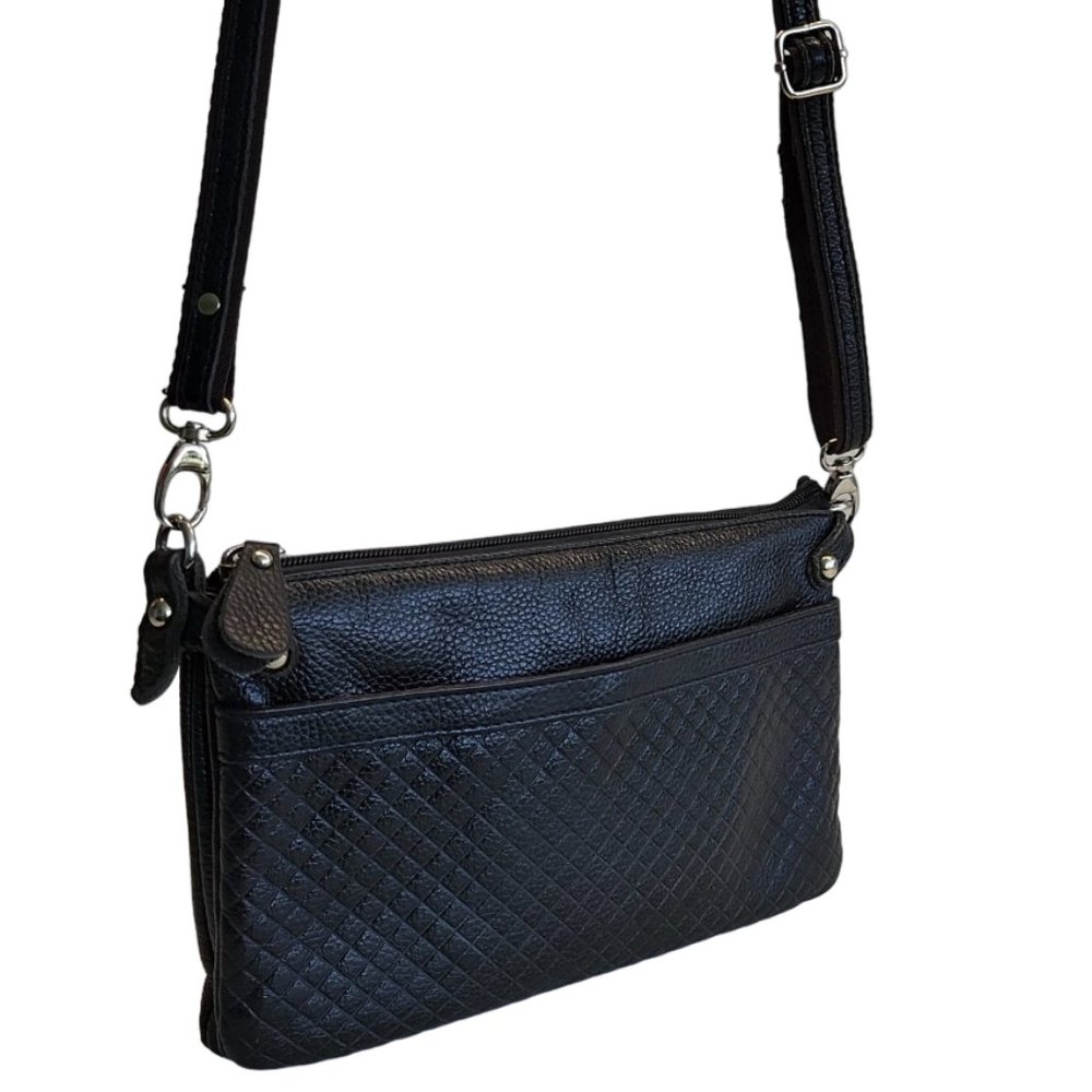 VINTAGE Black Leather Crossbody | Adjustable Length Strap
